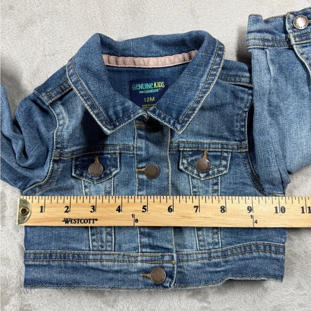 Genuine Kids OshKosh Blue Jean Denim Snap Front Jacket Size Girls 12 Months